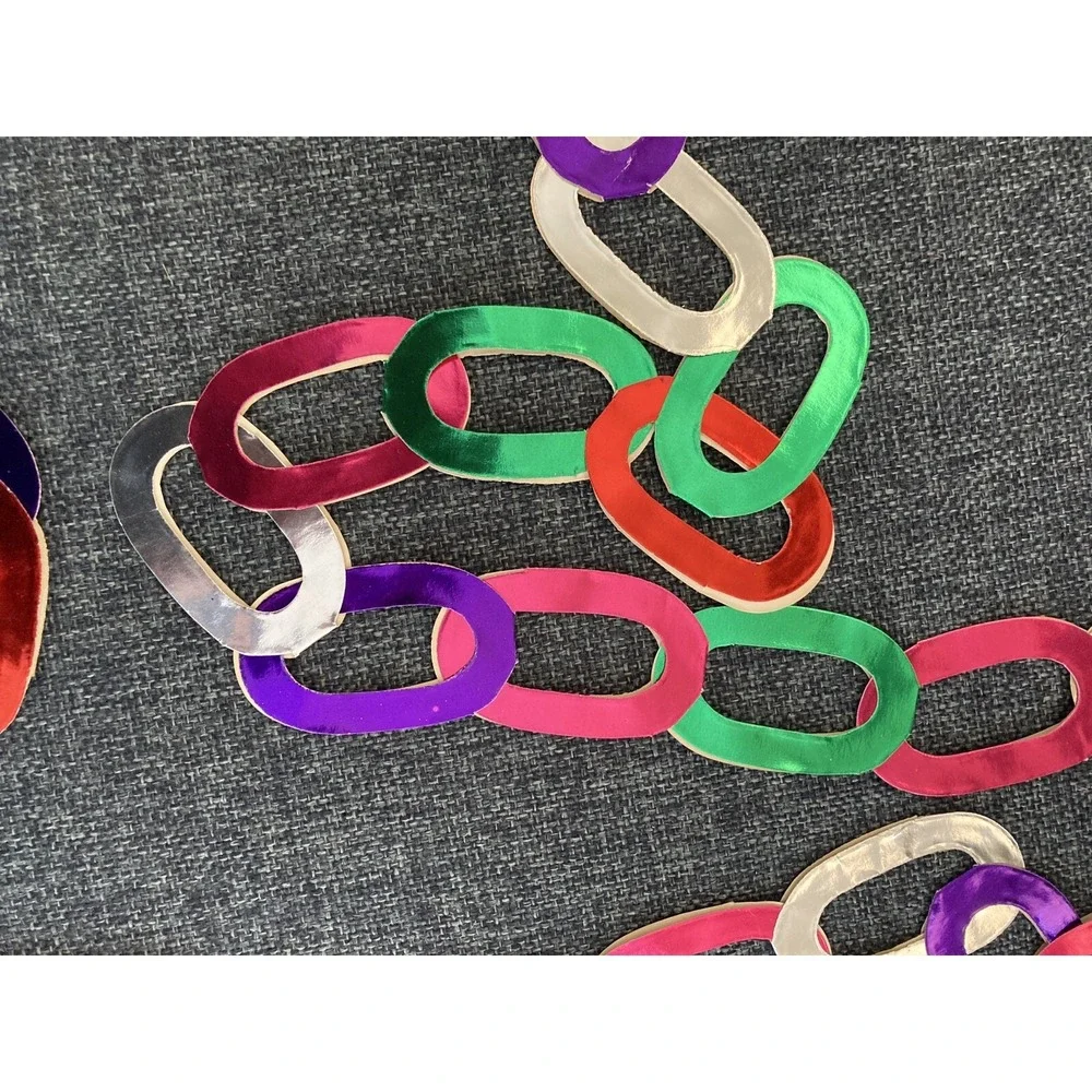 Vintage Christmas decor colored foil paper chain garland Japan or Germany 160